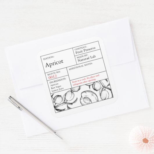 Aprikosen/Marille Quadratischer Aufkleber (Umschlag)