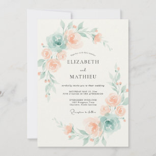 Aprikosen-Meeresgischt-Pfingstrosen-Hochzeit Einladung