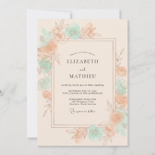 Aprikosen-Mint Romantische Frühlingshochzeit Einladung