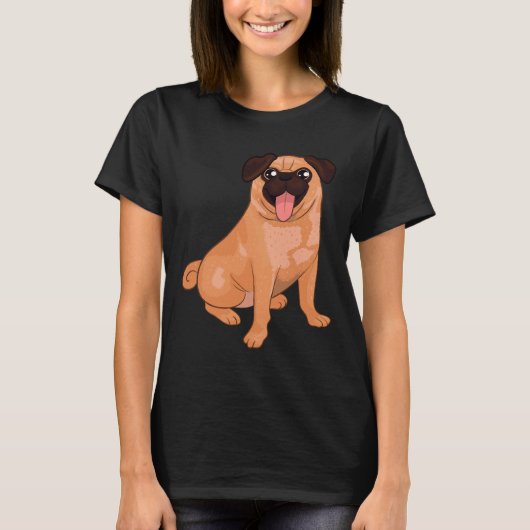 Aprikosen-Mops-Design 335 T-Shirt (Vorderseite)