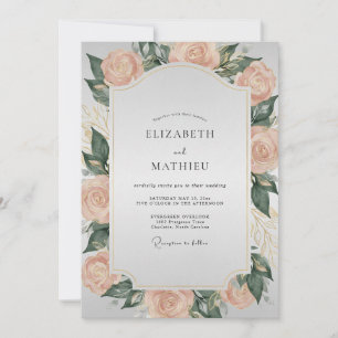 Aprikosen-Rosen-Hochzeit bemalt Einladung