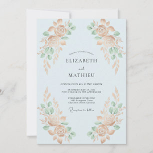 Aprikosen-Salbei-Blüten-Hochzeit Einladung