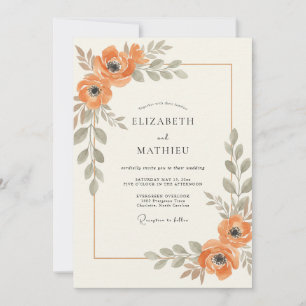 Aprikosen-Salbei-romantische Floral-Hochzeit Einladung