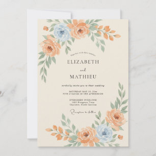 Aprikosen-Schiefer-Ranunculus-Eukalyptus-Hochzeit Einladung