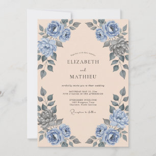 Aprikosen-Schiefer-Staubrose-Hochzeit Einladung