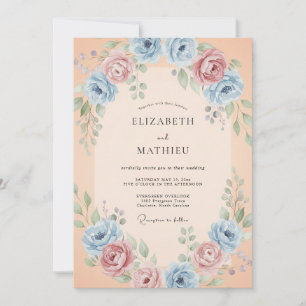 Aprikosen-Schimmer-Ranunculus-Eukalyptus-Hochzeit Einladung