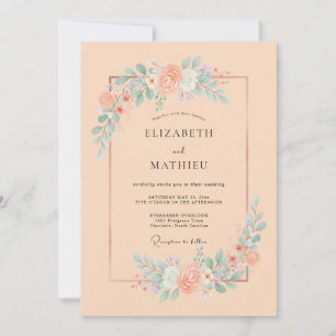 Aprikosen Serene Florale Hochzeit Einladung