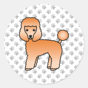 Aprikosen-Spielzeugpudel Süßer Cartoon-Hund Runder Aufkleber
