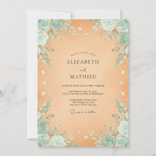 Aprikosen Vintage Boho-Hochzeit Einladung