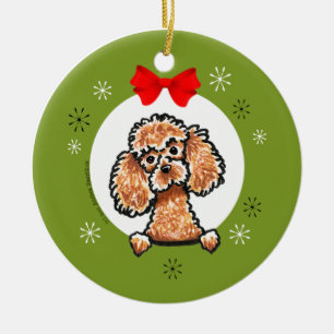 Aprikosen-Zwergpudel-Weihnachtsklassiker Keramikornament