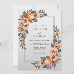 Aprikosenfarbene Botanische Hochzeit mit gedämpfte Einladung
