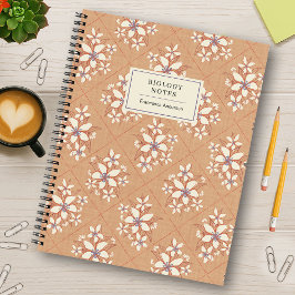 Aprikosenfarbene Florale Boho Texturierte StudentI Notizblock