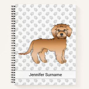 Aprikosenfarbener Mini Goldendoodle Cartoon-Hund & Notizblock