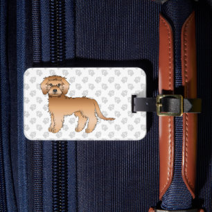 Aprikosenfarbener Mini Goldendoodle Süßer Cartoon- Gepäckanhänger