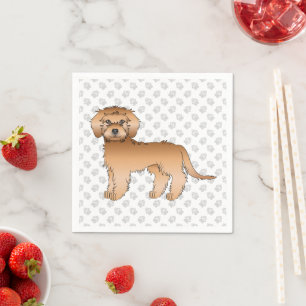 Aprikosenfarbener Mini Goldendoodle Süßer Cartoon- Serviette