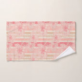 Aprikosenpfirsichrosa, blumengestreiftes Muster Badhandtuch Set (Handtuch)