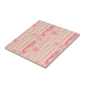 Aprikosenpfirsichrosa, blumengestreiftes Muster Fliese (Seite)