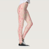 Aprikosenpfirsichrosa, blumengestreiftes Muster Leggings (Rechts)