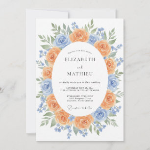 Aprikosenprächtige botanische Hochzeit Einladung