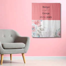 Aprikosenwasserfarbe abstrakte Peonie Rose Hochzei Wandteppich