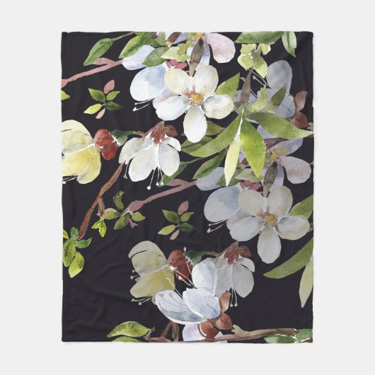 Aprikosenzweige Frühling: Aquarellfarben nahtlos. Fleecedecke (Vorderseite)