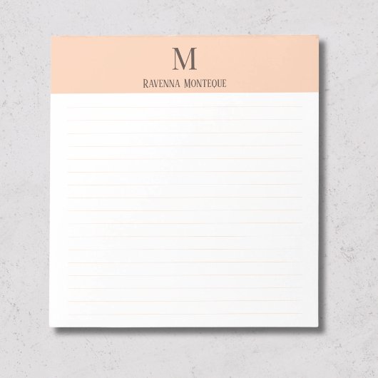Aprikot Klassisch Personalisiertes Monogramm Buchs Notizblock