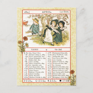 April 1884 Almanac. Taurus, The Bull Postkarte