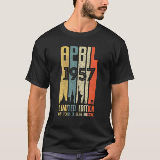 April 1957 65 Birthday 65 Year Old 1957 Birthday V T-Shirt