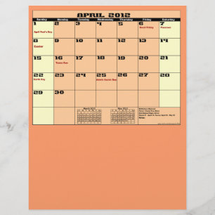 April. 2012 Kalender 13 Monat Mehrzweck-Flyer. Flyer