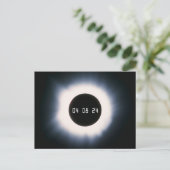 April 2024 Gesamtsolarauskitzel in Schwarz und Wei Postkarte (Stehend Vorderseite)