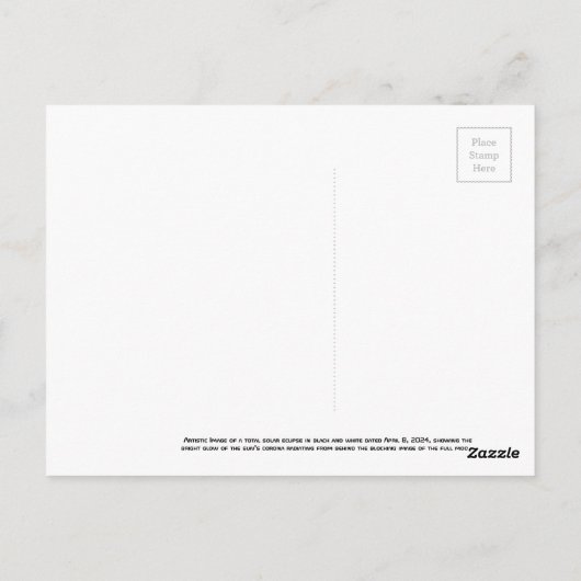 April 2024 Gesamtsolarauskitzel in Schwarz und Wei Postkarte (Rückseite)