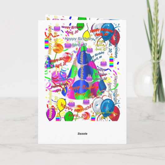 April, 20 Geburtstag Grußkarte geklappt Karte (Rückseite)