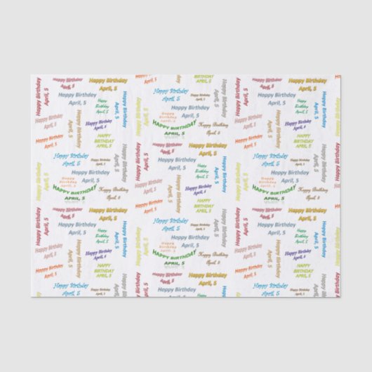 April, 5. Geburtstag, Tissue Paper Seidenpapier (Vorderseite)