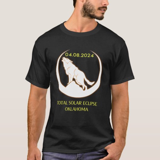 April 8 2024 Total Solar Eclipse Oklahoma Wolf Sun T-Shirt (Vorderseite)