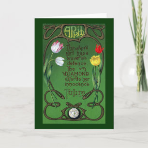 April Art Nouveau Geburtstag mit Tulpen Karte