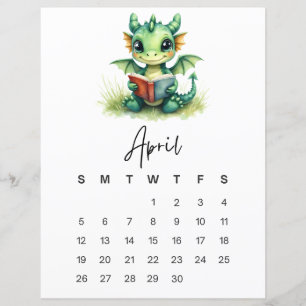 April Baby-Drache Whimsical Fantasy-Wandkunst