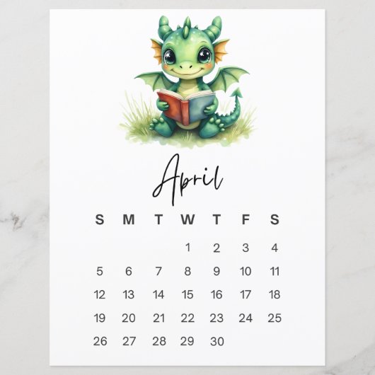 April Baby Dragon Whimsical Fantasy Wall Art (Vorderseite)