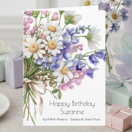 April Birth Flower Birthday Card | Daisies Karte