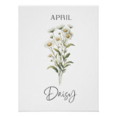 April Birth Monat Daisy Floral Poster (Vorderseite)