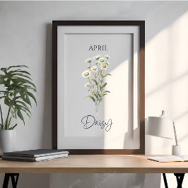 April Birth Monat Daisy Floral Poster