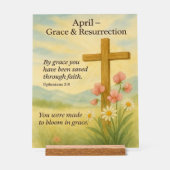 April Birthday Bible Verse Cross and Resurrection  Acrylschild (Vorderseite)