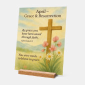 April Birthday Bible Verse Cross and Resurrection  Acrylschild (Winkel)