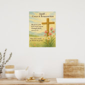 April Birthday Bible Verse Cross and Resurrection  Poster (Küche)