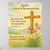 April Birthday Bible Verse Cross and Resurrection  Poster (Vorne)