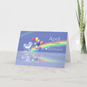 April Birthday Diamond Heart Karte