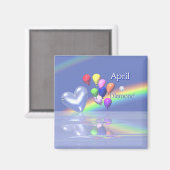 April Birthday Diamond Heart Magnet (Vorderseite/Rückseite)