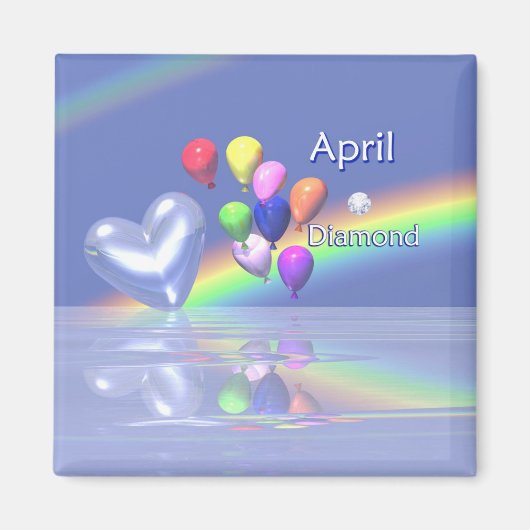 April Birthday Diamond Heart Magnet (Vorne)