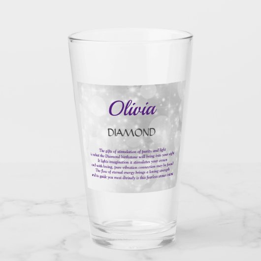 April Birthstone Diamond Design Glas (Vorderseite)
