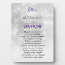 April Birthstone Diamond Plaque mit Easel