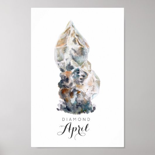 April Birthstone - Diamond Watercolor | Poster (Vorne)